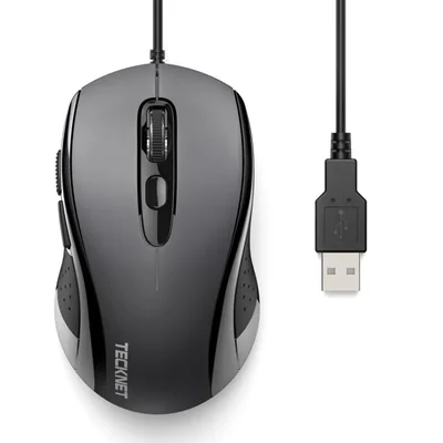 Ratón con cable para ordenador portátil TECKNET 888 3600DPI USB color gris