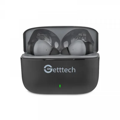 Getttech Audífonos Intrauriculares con Micrófono GUE-T8PBL-BG, Inalámbrico, Bluetooth, Negro