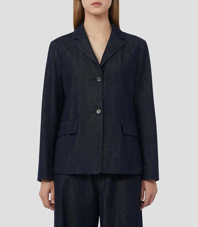 Saco de mezclilla liso Mujer