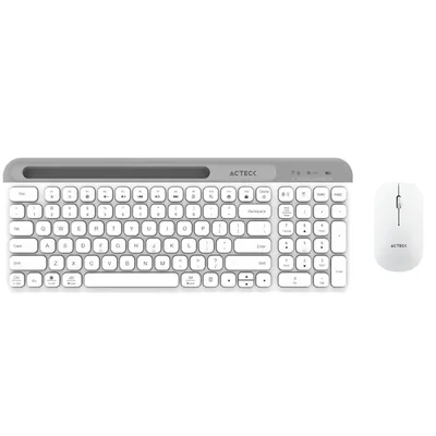 Kit teclado y mouse acteck virtuos silk mk720 inalambrico usb-c blanco ac-936262