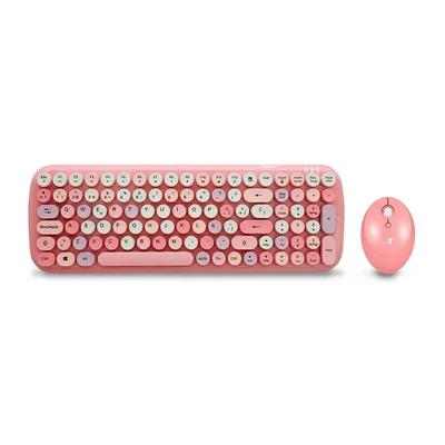 Teclado y Mouse Inalámbrico Retro Vintage USB