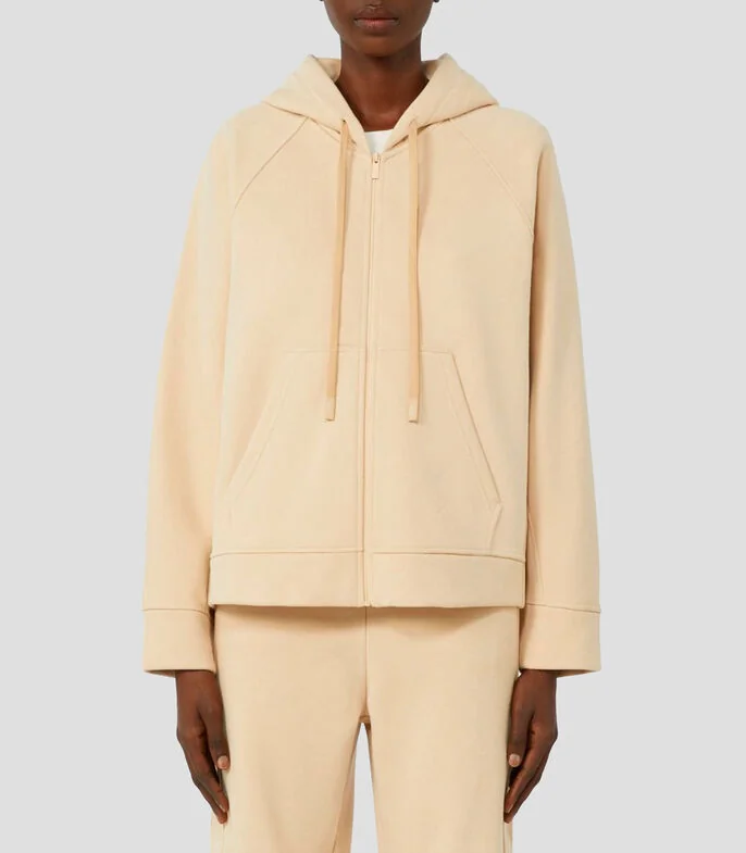 Sudadera con capucha y cremallera liso Mujer