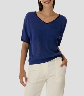 Suéter cuello V Mujer