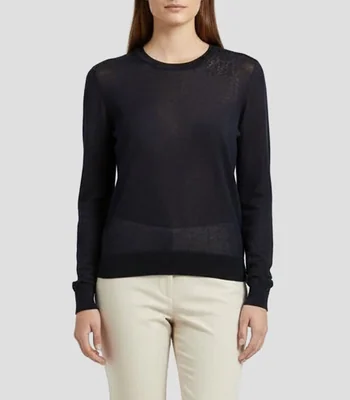 Suéter cuello redondo liso Mujer