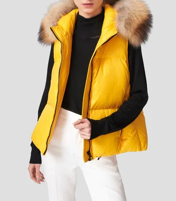 Chaleco acolchado con capucha liso Mujer
