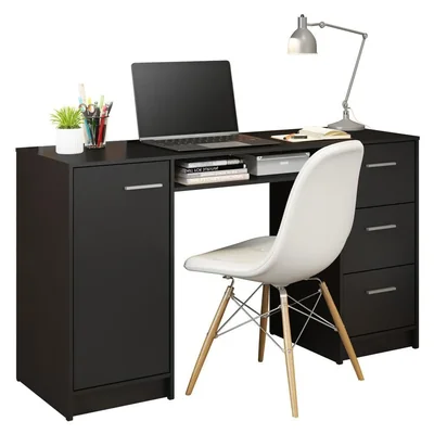 Escritorio Para Pc Madesa Alaska 3 Cajones 1 Puerta Negro 1