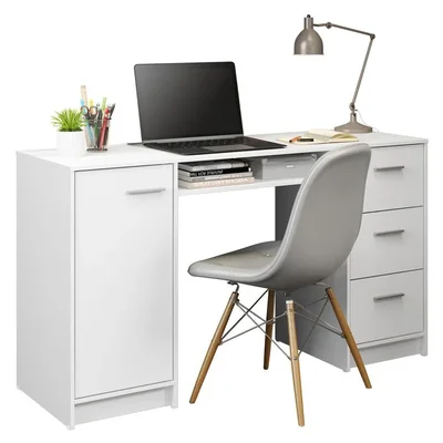 Escritorio Para Pc Madesa Alaska 3 Cajones 1 Puerta Blanco 1