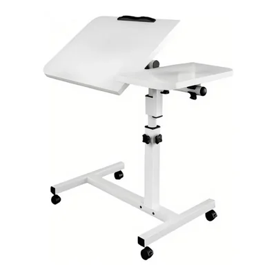 Mesa Para Laptop Bluelander Altura Ajustable 60-95 cm , Ruedas con Bloqueo (Blanco)