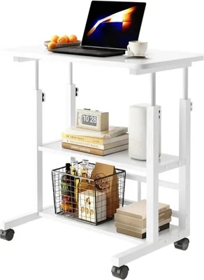 Escritorio de 3 niveles Bluelander Altura ajustable 63-90 cm , Capacidad de Carga 50 Kg Con Ruedas