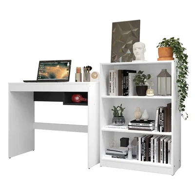 Escritorio Madesa Rubi y Librero Organizador 6907 Blanco