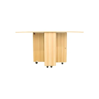 Bluelander Mesa Plegable de Madera 141 * 60 * 72 cm, Mesa de Comedor con Estantes de Almacenamiento, Ahorro de Espacio, Movible con Ruedas.