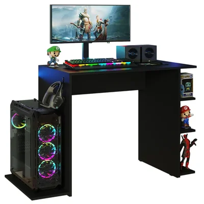 Escritorio Gamer Madesa 9414 para Pc y Consola Negro