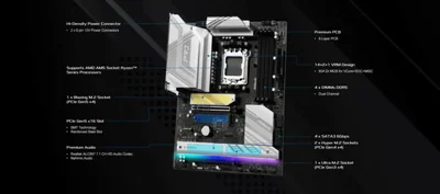Placa madre ASRock AMD AM5 B850 Pro RS para Ryzen 9000/8000/7000