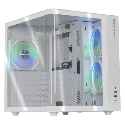 Gabinete dxt gaming titan pro mini torre 3 fan argb usb-c wh