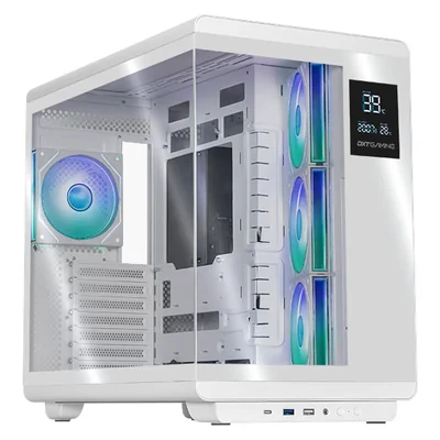 Gabinete dxt gaming titan x media torre 4 fan argb usb-c wh