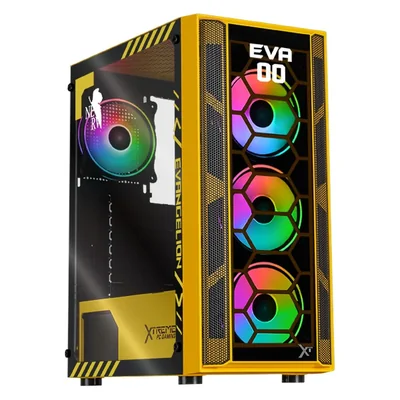 Gabinete xtreme pc eva 00 comic media torre argb 4 fan