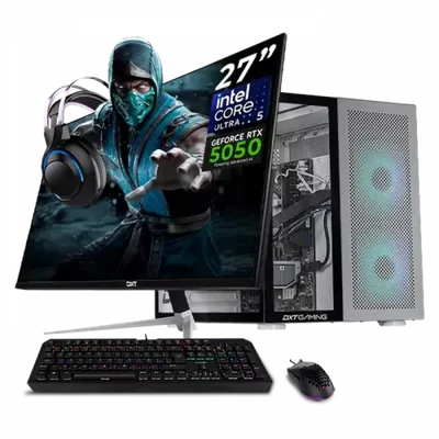 Computadora Gamer DXT Gaming CM-01042, Intel Core Ultra 5 225F, NVIDIA GeForce RTX 5050, 32GB, 1TB SSD, Wi-Fi, Windows 11 Prueba + Teclado/Mouse/Monitor de 27"