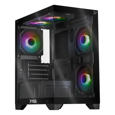 Gabinete xtreme pc gaming crystal hive mini torre 5 fan argb negro