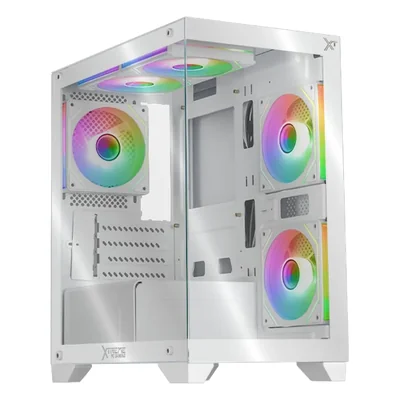 Gabinete xtreme pc gaming crystal hive mini torre 5 fan argb blanco