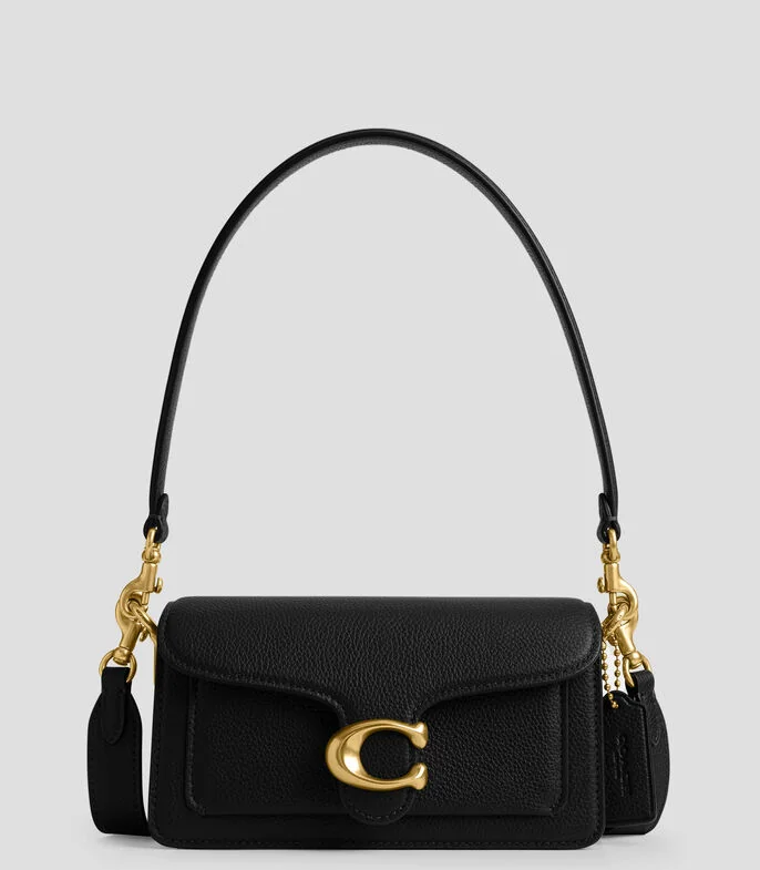 Bolsa Shoulder Tabby negra en piel granulada Mujer
