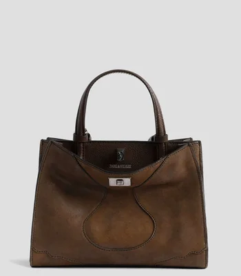 Bolsa tote en piel lisa Mujer