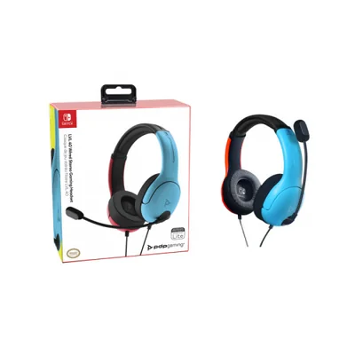 PDP Audífonos Gamer LVL40 para Nintendo Switch, Alámbrico, 3.5mm, Rojo/Azul