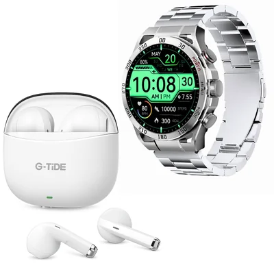 Smartwatch Filwans GTR Plata + Audífonos G-tide L21 Blanco