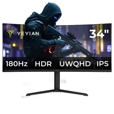 Monitor Gamer Curvo Yeyian Elysium34 LED IPS 34", 3440x1440 Ultra Wide Quad HD, 180Hz, HDMI/DisplayPort, Negro