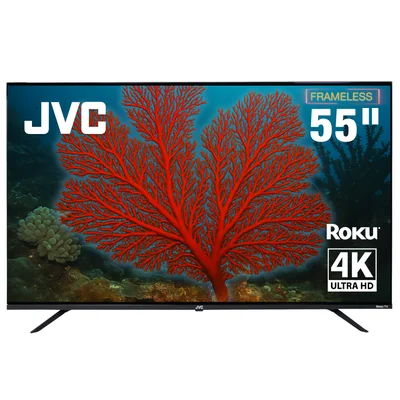 Pantalla JVC Smart TV 55 pulgadas 4K UHD LED Frameless | Roku TV Dolby Audio Modelo SI55URF