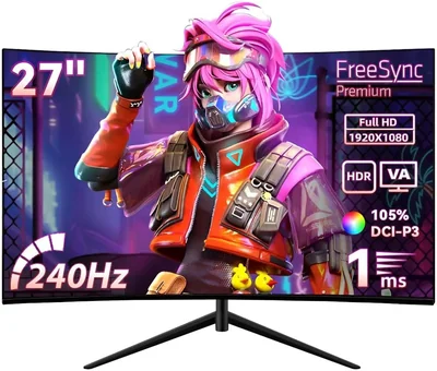 Monitor Gamer Rovesky 27" Curvo | 240Hz - 1ms - Full HD Led HDMI 1920 x 1080 px Negro