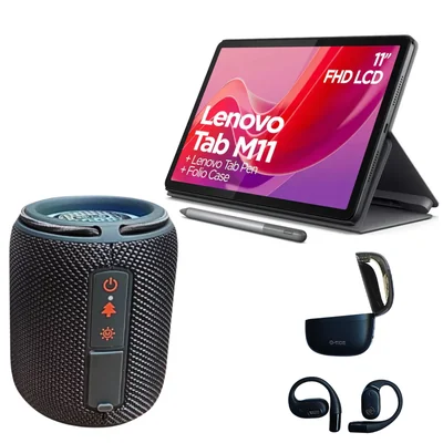 Tablet Lenovo Tab M11 4GB RAM/128GB ROM + Audífonos Inalámbricos G-Tide OWS8 + Bocina Portátil G-Tide Sv30
