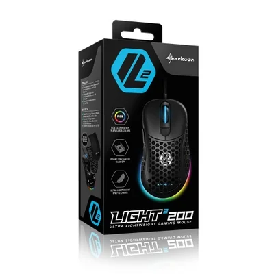 Mouse Gamer Sharkoon Óptico Light² 200, Alámbrico, USB A, 16000DPI, Negro