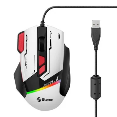 Mouse Gamer Ergonómico Steren COM-5432BL, Alámbrico, Óptico, 7.200DPI, USB-A, Multicolor