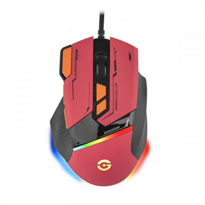 Mouse Gamer Ergonómico Getttech GPM-RGBWR-G1-RD, Alámbrico, USB, 7200DPI, Naranja/Rojo