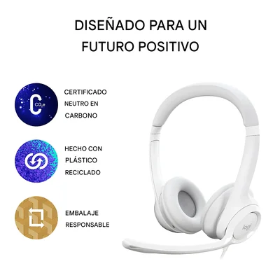 Logitech Audífonos con Micrófono H390, Alámbrico, 1.9 Metros, USB, Blanco