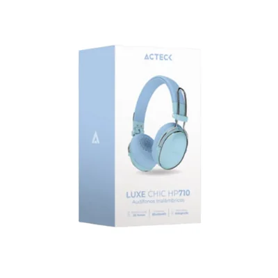 Audífonos Inalámbricos Bluetooth de Diadema Acteck HP710 Elite Over Ear Luxe Chic con Micrófono, Sonido Envolvente, Azul