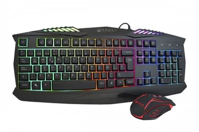 Kit Gamer de Teclado y Mouse Naceb NA-617, Alámbrico, USB, Negro, Español