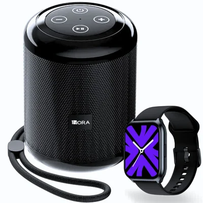Bocina 1hora Boc062 (negro) y Smartwatch Filwans Gts Mini (azul)