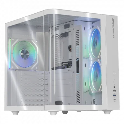Gabinete DXT Gaming Titan PRO, Mini-Tower, Micro-ATX/Mini-ITX, USB 2.0/3.0, sin Fuente, 3 Ventiladores Instalados, Blanco