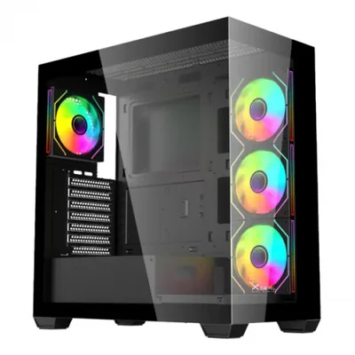 Gabinete Xzeal XZ-140, Midi-Tower, ATX/Micro-ATX/Mini-ITX, USB 2.0/3.0, sin Fuente, 4 Ventiladores Instalados, Negro