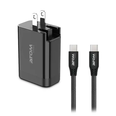 Cargador de Pared ATOM GAMES Tipo C para Nintendo 45W en Color Negro