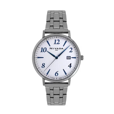 Reloj Nivada Corporate Dama Fecha Car Blanca Arabigos