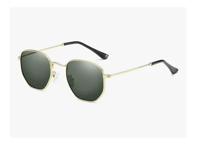 Lentes De Sol Hexagonales Espejadas Polarizadas Metal Modelo Verde