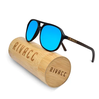 Lentes de sol polarizados Rivacc | Madera de bambú | Milan - Blue mirror.