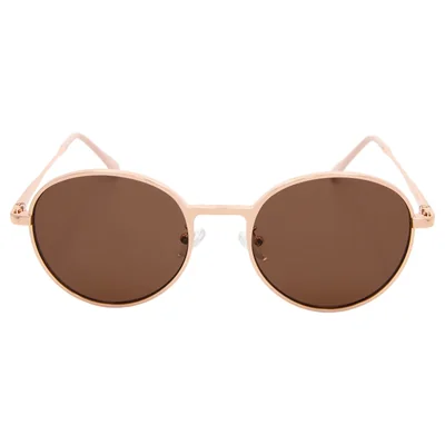 Lentes De Sol Redondos Metal Dorado Micas Cafés Para Mujer Westies