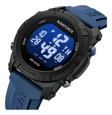 Relojes deportivos digitales de los hombres de NAVIFORCE relojes deportivos digitales siliblue brazalea prueba de agua