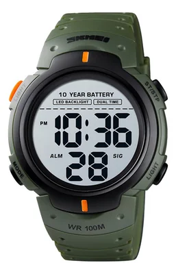 Reloj Pulsera Digita Skmei 1560 10atm Reloj De Buceo Nadar Correa Verde
