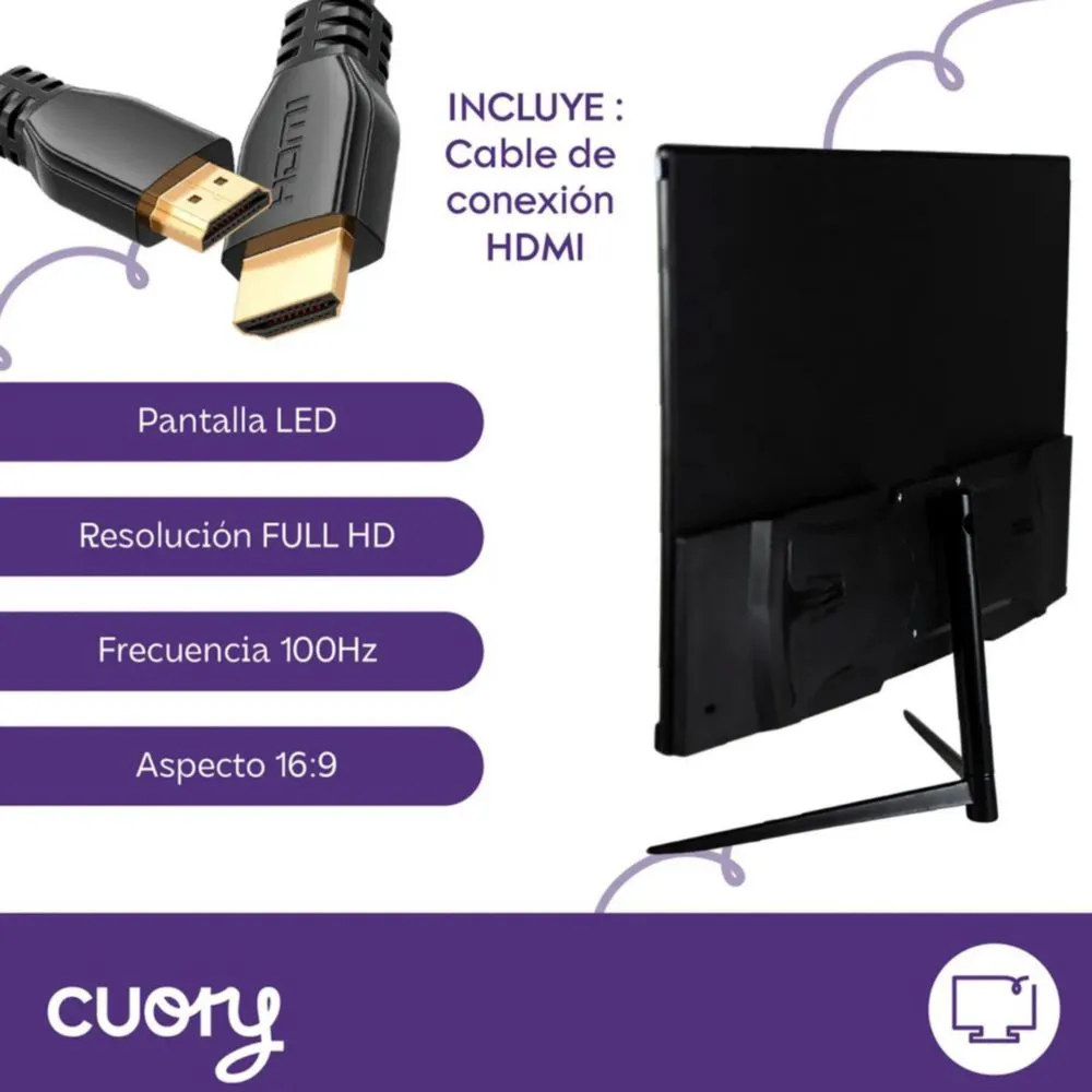 Monitor 22 Pulgadas Led Hdmi Full Hd Pantalla 100hz Negro