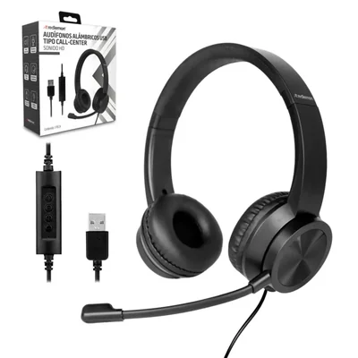 Redlemon Audífonos Alámbricos de Diadema USB con Micrófono Tipo Call C