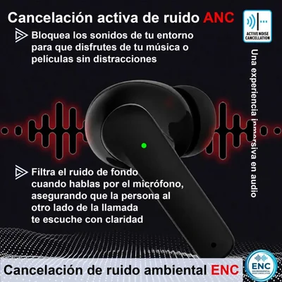 Vak Audifonos T18 Bluetooth Anc Enc Siri Game Mode Inalámbrico